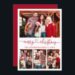 Calligraphie Herzensschrift Weihnachten 4 Foto Rot<br><div class="desc">Moderne Kalligraphie Herzbeschwörung Weihnachten 4 Foto Weihnachtskarte - Rot</div>