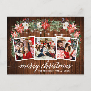 Calligraphie Holz Wasserfarben Winter Floral 3 Fot Postkarte