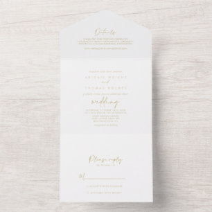 Calligraphie Moderne elegante Gold    WeddingAll i All In One Einladung