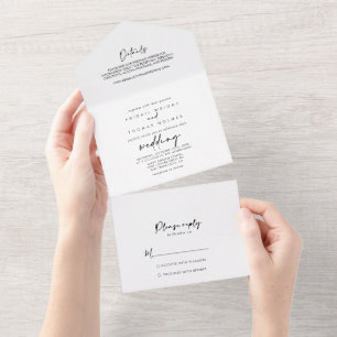 Calligraphie Moderne Elegante Hochzeit All In One Einladung