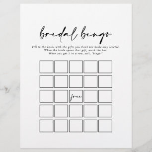 Calligraphie Modernes Elegantes Bridal Bingo Spiel