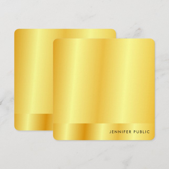 Calligraphie Monogram Imitate Gold Metallic Look Mitteilungskarte (Vorne/Hinten)