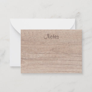 Calligraphie Script Elegant Natural Wood Look Mitteilungskarte