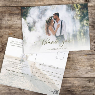 Calligraphie Script Simple Elegant Two Foto Modern Postkarte