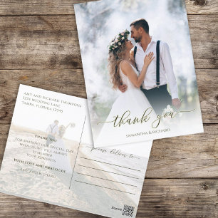 Calligraphie Script Simple Elegant Two Foto Modern Postkarte