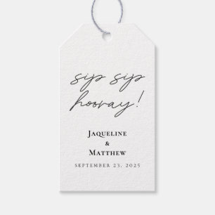 Calligraphie Sip Hooray Schwarz-weiße Hochzeit Geschenkanhänger