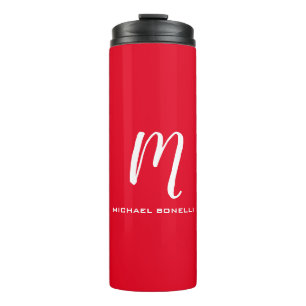 Calligraphie Stilvolles, rot-weißes Monogramm Ihr  Thermosbecher