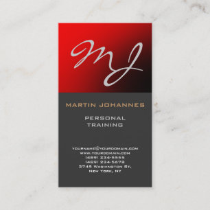 Calligraphische Monogram Red Gray Business Card Visitenkarte