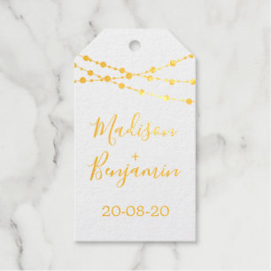Calligraphische Namen Hochzeitdatums-Lichter Danke Geschenkanhänger