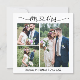 Calligraphisches Herz Foto Wedding Square Dankeskarte
