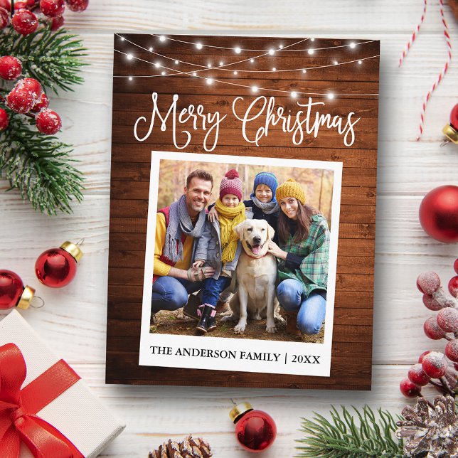 Calligraphisches Holz Leuchten Instant Camera Foto Postkarte (Customize to change your personalized text size or text style.)