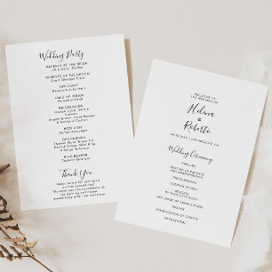 Calligraphisches Programm für feierliche Hochzeite