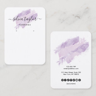 Calligraphy Art Earring Display Card Lavendel Visitenkarte