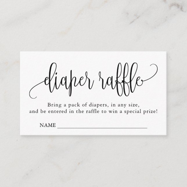 Calligraphy Baby Shower Diaper Raffle Begleitkarte (Vorderseite)