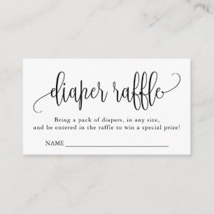 Calligraphy Baby Shower Diaper Raffle Begleitkarte