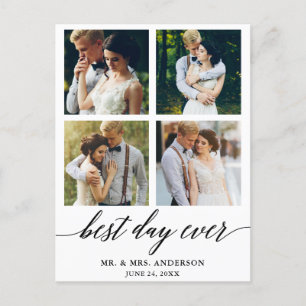 Calligraphy Best Day Ever Wedding Foto Vielen Dank Postkarte
