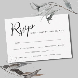 Calligraphy Black and White Simple Wedding RSVP Karte