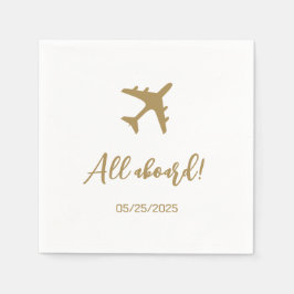 Calligraphy Blue and Gold Boarding Pass Wedding Serviette