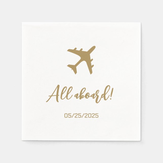 Calligraphy Blue and Gold Boarding Pass Wedding Serviette (Vorderseite)