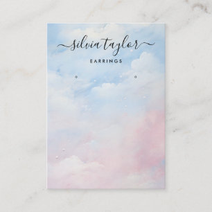 Calligraphy Blue Sky Clouds Earring Display Card Visitenkarte