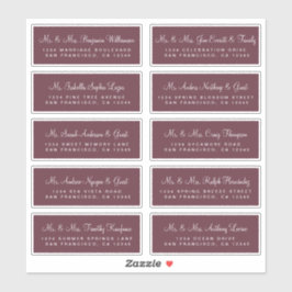 Calligraphy Burgundy Wedding Guest Address Labels