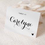 Calligraphy Chicken Meal Choice Wedding Platzkarte Tischnummer<br><div class="desc">Erhöhen Sie Ihren Hochzeitsempfang mit unseren wunderschönen, individuell gestalteten Hochzeitsfeiern, die eine persönliche Touch zu Ihrem ganz besonderen Tag hinzufügen. Sie zeichnen sich durch moderne schwarze Kalligraphie und Herzakzent aus. Fügen Sie Ihren Gästen Namen, die Mahlzeit Option, das Hochzeitsdatum oder eine besondere Nachricht. Verwandeln Sie Ihre Empfang-Tische in eine atemberaubende...</div>