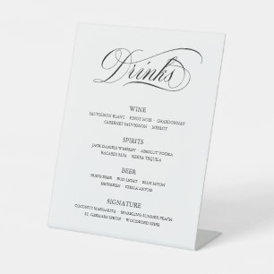 Calligraphy Classic Elegant Wedding Bar Menu Sign Sockelschild