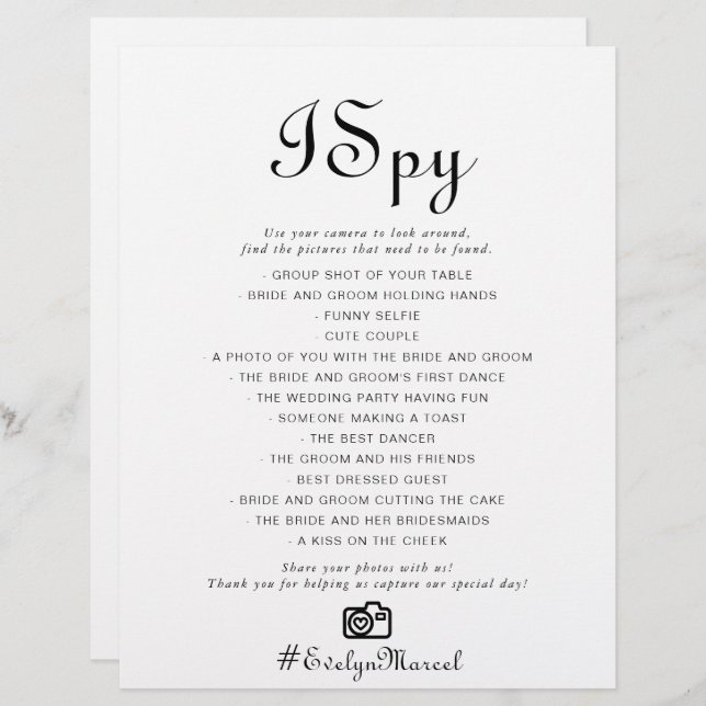 Calligraphy Classic Minimalistisch I Spy Wedding G (Vorne/Hinten)