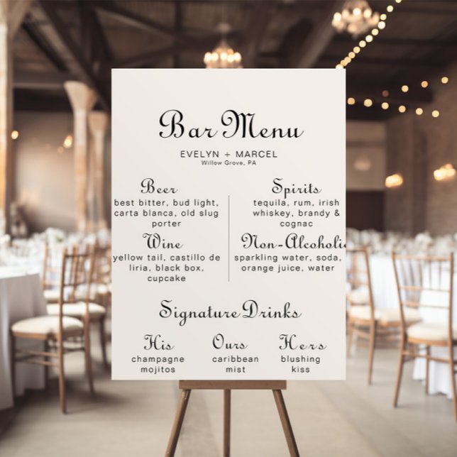 Calligraphy Classic Minimalistisch Wedding Bar Men Poster (Von Creator hochgeladen)