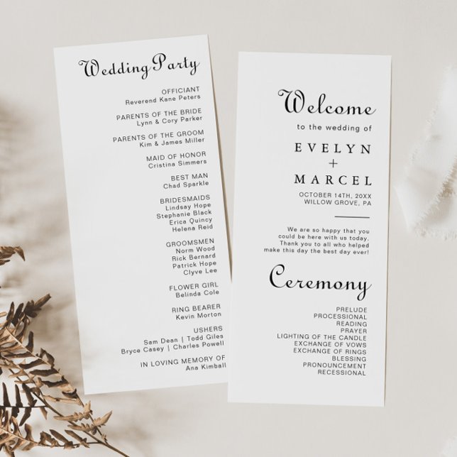 Calligraphy Classic Minimalistisch Wedding Program Programm (Von Creator hochgeladen)