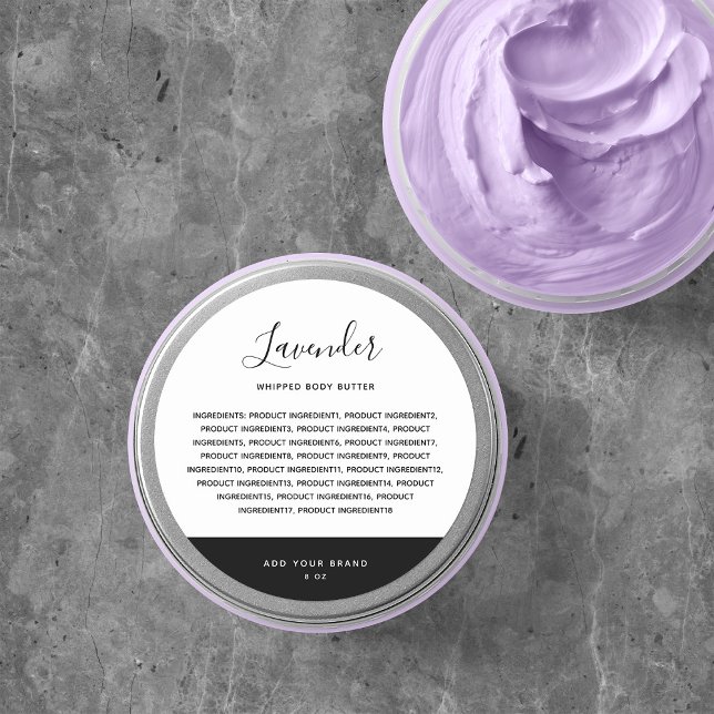 Calligraphy Editable Colors Contrast Ingredients Runder Aufkleber (Von Creator hochgeladen)