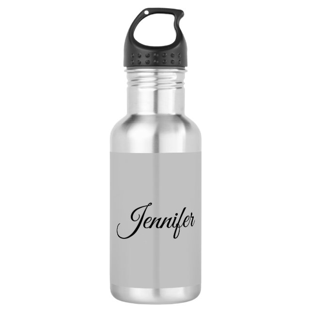 Calligraphy Elegant Bold Retro Gray Edelstahlflasche (Vorderseite)