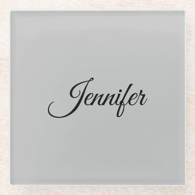 Calligraphy Elegant Bold Retro Gray Glasuntersetzer (Vorderseite)