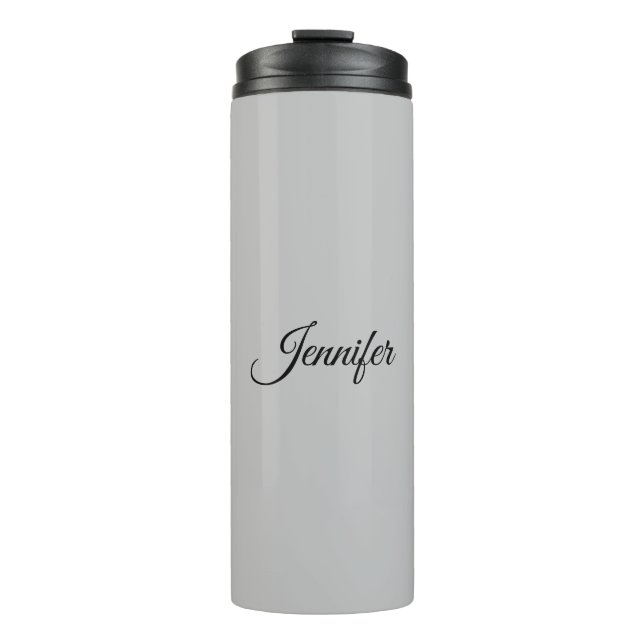Calligraphy Elegant Bold Retro Gray Thermosbecher (Vorderseite)