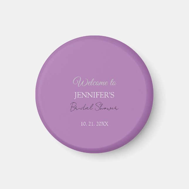 Calligraphy Elegant Lavender Welcome Brautparty Magnet (Vorne)