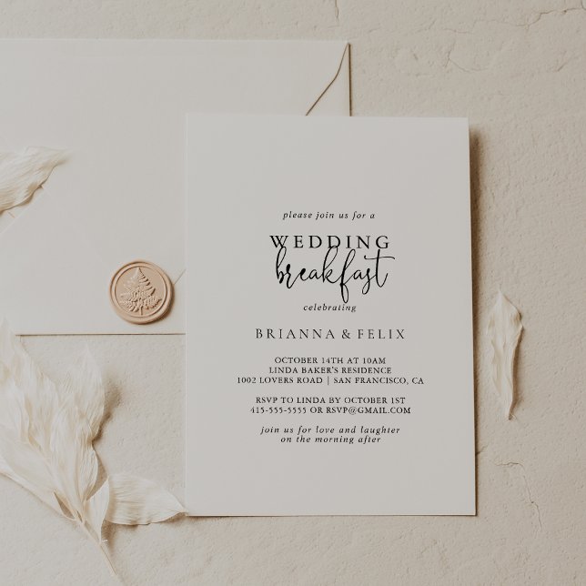 Calligraphy Elegant Script Wedding Breakfast Einladung (Von Creator hochgeladen)