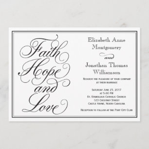Calligraphy Faith Hope Liebe Hochzeit Einladung