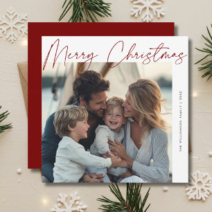 Calligraphy Family Nautical Beach Weihnachts-Foto Feiertagskarte