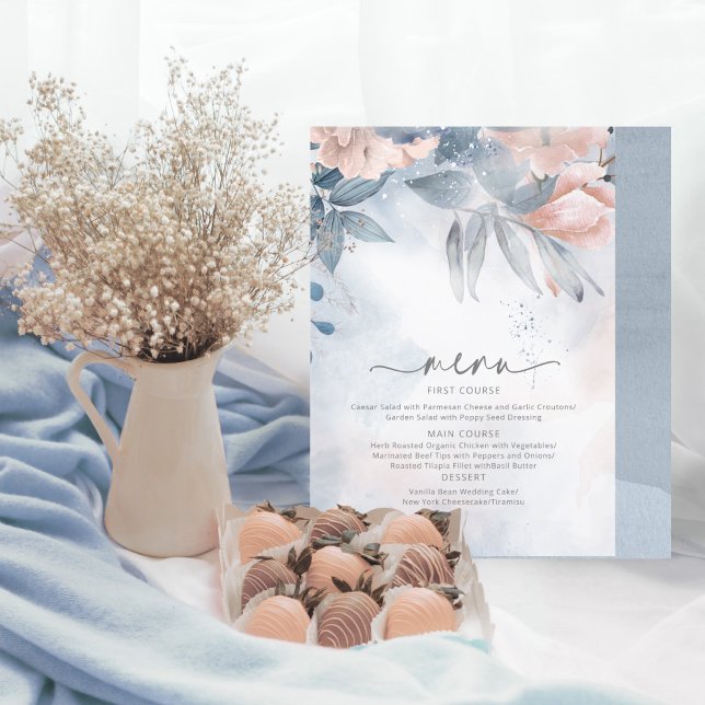 Calligraphy Floral Wedding Menu Blue ID771 (Von Creator hochgeladen)
