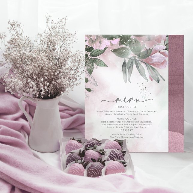 Calligraphy Floral Wedding Menu Mauve ID771 (Von Creator hochgeladen)