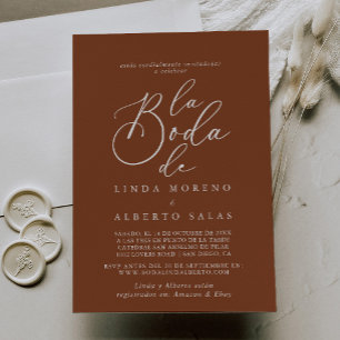 Calligraphy Formal Terracotta La Boda de Wedding Einladung