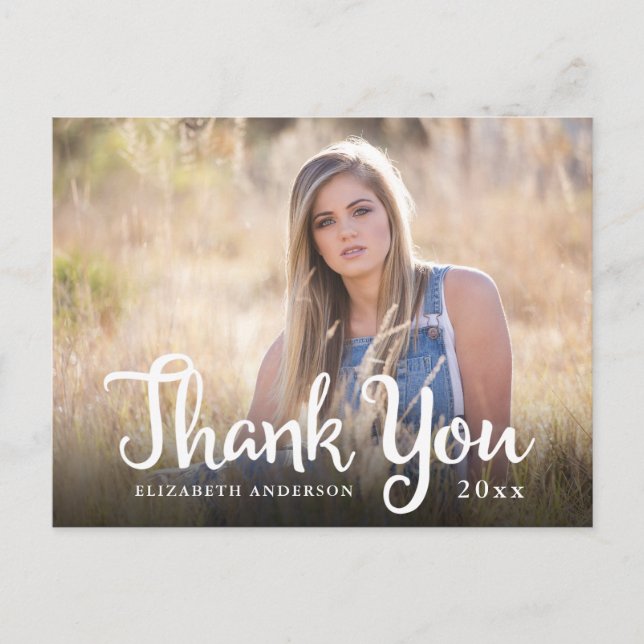 Calligraphy Foto Abschluss Vielen Dank Postkarte (Vorderseite)