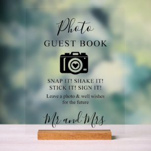 Calligraphy Foto Guest Book Camera Akryllisches Ze Acrylschild