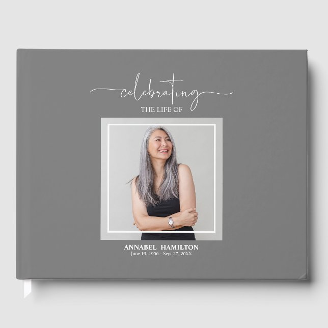 Calligraphy Foto Memorial Erinnerung Gästebuch (Vorderseite)