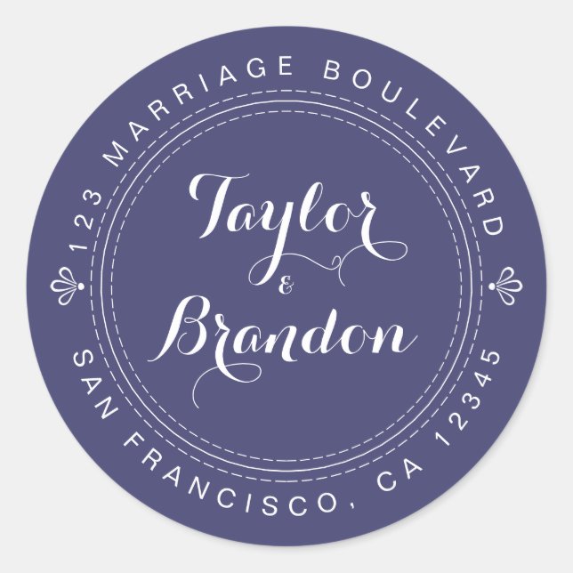 Calligraphy Future Frau Wedding Rücksendeadresse Runder Aufkleber (Vorderseite)