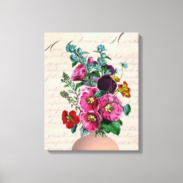 Calligraphy Garden Bouquet Leinwanddruck (Vorderseite)