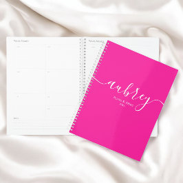 Calligraphy Girly Modern Pink Planner Planer