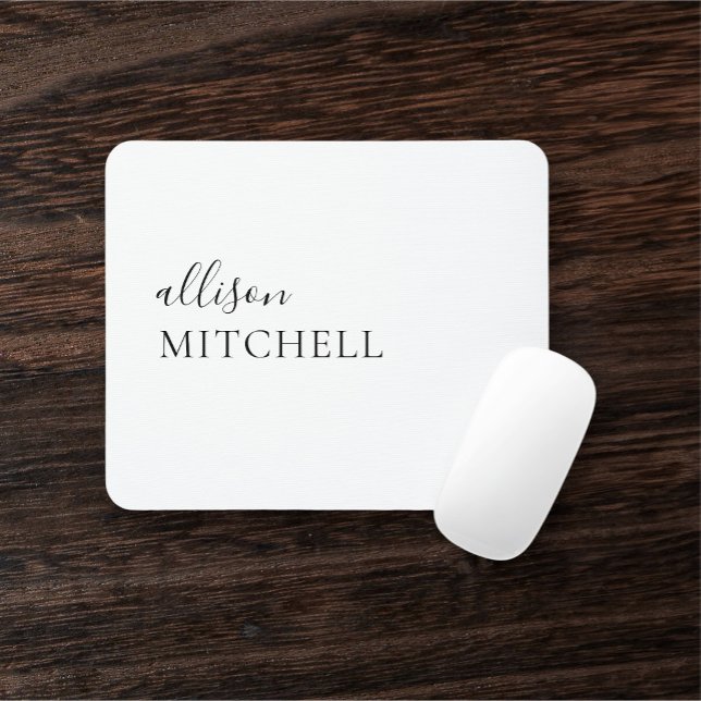 Calligraphy Girly White Mouse Pad Mousepad (Von Creator hochgeladen)
