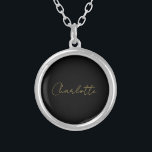 Calligraphy Gold Color Black Custom Personal Edit Versilberte Kette<br><div class="desc">Wenn Sie ein einfaches,  lesbares und minimalistisches Design suchen,  dann ist dies für Sie.</div>
