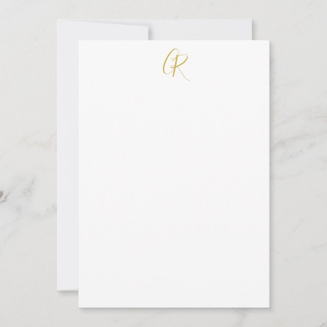 Calligraphy Gold Color Monogram Modern Minimalist  Mitteilungskarte (Vorderseite)